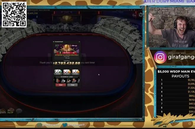 【WPT扑克】简讯 | 中国选手Li Yagen在史上最大WSOP线上主赛获得亚军，奖金近1500万