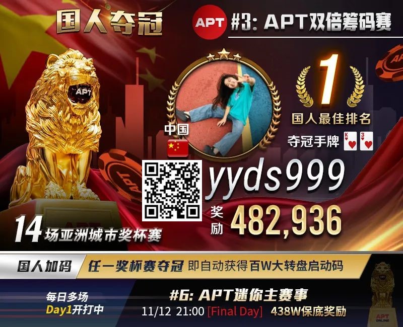 【WPT扑克】APT国人首冠出炉！顺子撞同花成夺冠契机，关键河杀yyds！《GoG黄金游戏》正式播出