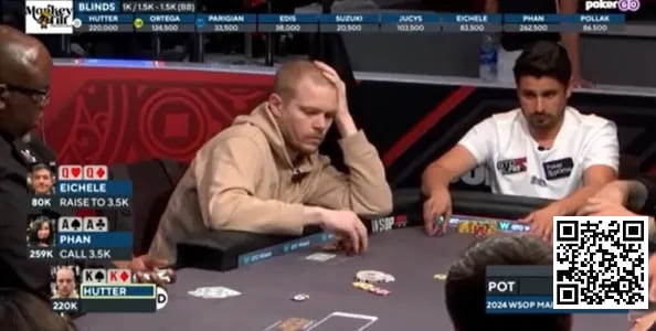 【WPT扑克】话题 | WSOP主赛事，两位选手在翻牌前先后弃掉KK和QQ